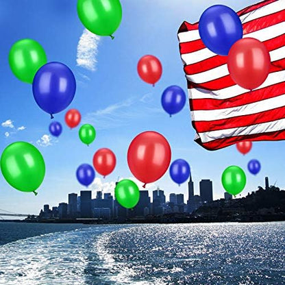 TecUnite 100 Pcs Red Blue Green Latex Balloons 13 Inch Colorful Round Balloons for Wedding Birthday Festival Racing Car Poker Card Party Decoration