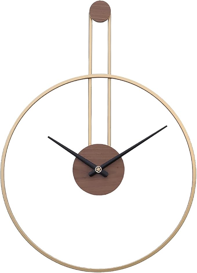 YISITEONE Large Decorative Wall Clock for Living Room,Metal & Walnut Dial Home Decor Silent Non Ticking Lightweight Clocks for Bedroom, Study, Office Decorations, 24.4"x17.7",(Gold, Medium)