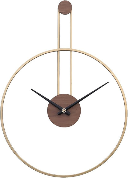 YISITEONE Large Decorative Wall Clock for Living Room,Metal & Walnut Dial Home Decor Silent Non Ticking Lightweight Clocks for Bedroom, Study, Office Decorations, 24.4"x17.7",(Gold, Medium)