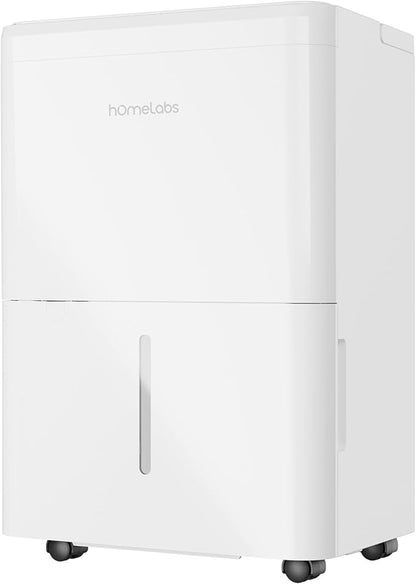 hOmeLabs 8 Pint Wi-Fi Dehumidifier for up to 1,800 Sq Ft Rooms (MAX 24 Pint at 95°F, 90% RH) – Ultra Quiet, Compact Design with Smart Controls and Drain Hose