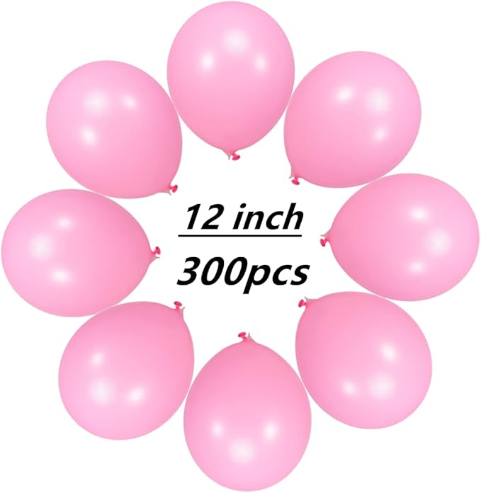 300 Pack Pink Balloons 12 inch Pink Latex Party Balloon Bulk for Various Party Events Decorations
