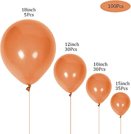 100pcs Retro Cocoa Brown Balloons 18 inch +12 inch +10 inch +5 inch Dark Orange Balloon for Christmas Thanksgiving Birthday Party Graduation Baby Shower