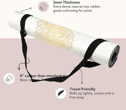 Shanti PU Yoga mat - Artist Designed, Premium eco friendly mats, Non Slip, Non Toxic, Great for Regular & Hot Yoga, Pilates and Work out (72 inch x 28 inch x 5mm Thick)k out (72 inch x 28 inch x 5mm Thick)