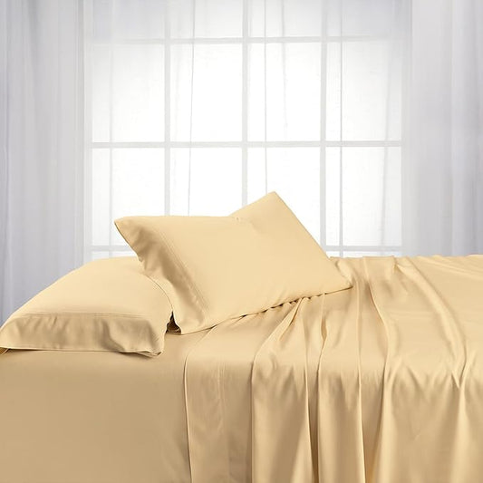 Royal Hotel Bedding ABRIPEDIC Sheets, Viscose from Bamboo, Sheet Set 600 Thread Count, Silky Soft Sheets, Viscose from Bamboo, Sheet Set, King, Canvas