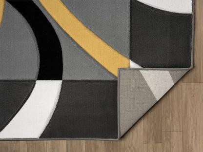 Ultra Soft Area Rug - Modern Abstract Design for Living Room & Bedroom - Foldable, Stain Resistant, Easy to Clean - (8x11, Yellow)