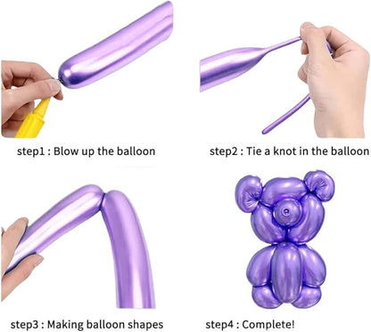 1000 Pcs 260 Balloons 3 materials Include 600 Pcs Matte 200 Pcs Metallic and 200 Pcs Pastel Long Balloons Used to create a variety of shapes