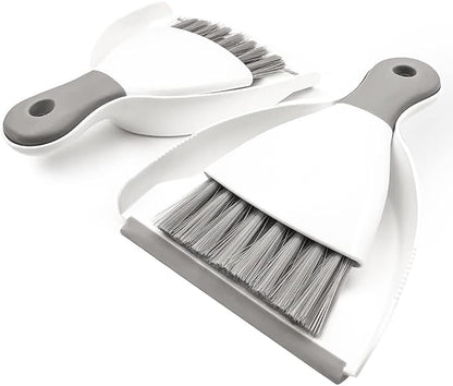 Small Dust Pan and Brush Broom - Dust Pan and Brush Set, Small Dustpan and Brush Set, Hand Broom and Dustpan Set, Dustpan with Brush, Dustpan and Brush Set is Daily Clean Tool for Family. （Gray 2 Set）