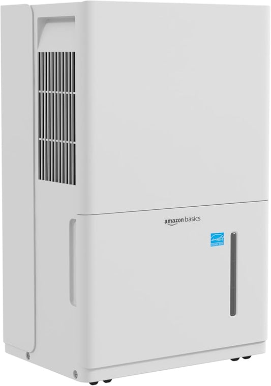 Amazon Basics Large Dehumidifier for Rooms, Energy Star Certified, Effectively Reduces Humidity, Timer, Auto-Defrost, Overflow Protection, up to 2500 SFT, 35 Pint, White