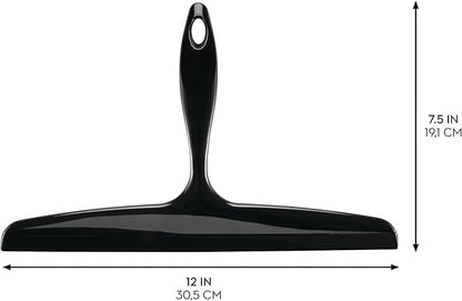 iDesign Bathroom Plastic Shower Squeegee with Wall Hook - Black