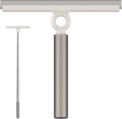 Extendable Shower Squeegee for Glass Doors, Shower Squeegee with 10-Inch Silicone Blade, Telescoping Handle for Windows and Shower Glass, Silver