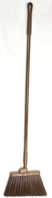 SPARTA 41083EC01 Plastic Color Coded Broom, Unflagged Bristles, Long Broom With Angled Head For Small Debris Cleaning, 56 Inches, Brown