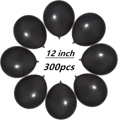 300 Pack Black Balloons 12 inch Black Latex Party Balloon Bulk for Various Party Events Decorations
