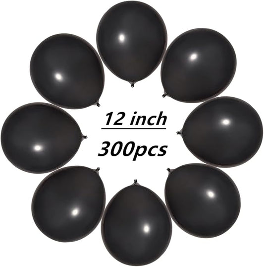 300 Pack Black Balloons 12 inch Black Latex Party Balloon Bulk for Various Party Events Decorations