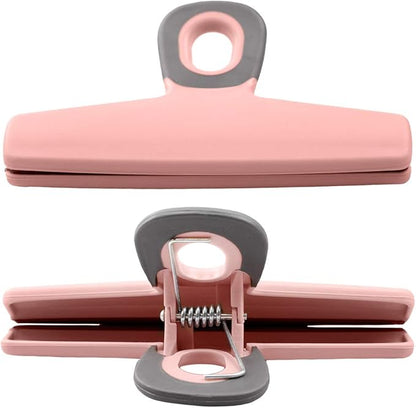 COOK WITH COLOR Food Clips - Wide Heavy Duty Chip Clips, Large Bag Clips for Food Storage with Air Tight Seal Grip, Pack of 4, Pink