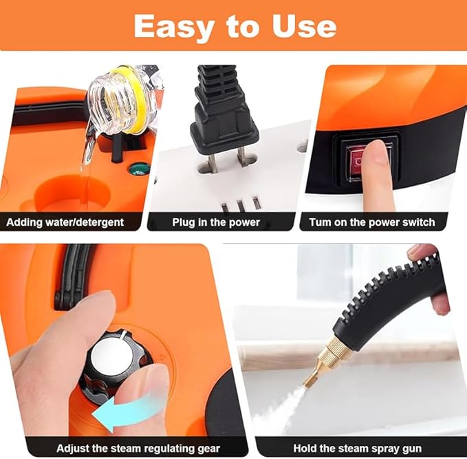 Steam Cleaner Handheld for Home, 3800W Portable High Temperature Steam Cleaner, 15s Heat Up, 1L Tank, High Heat Steamer for Car, Floors, Couches, Grout, Dirt, and Grease