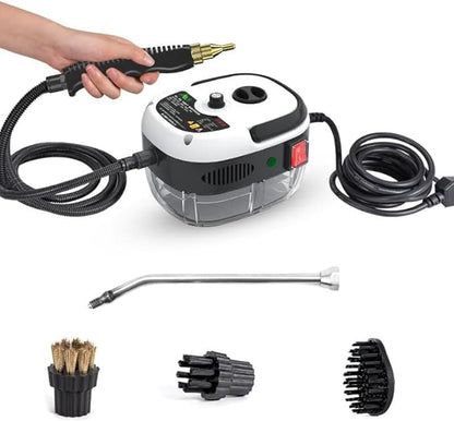 Saker Handheld Steam Cleaner, 2500W Multi-Surface Steamer with 6 Adjustable Steam Settings, Large 36oz Tank, and Attachments for Floors, Windows, Cars, and More(White-Single Knob Contro)