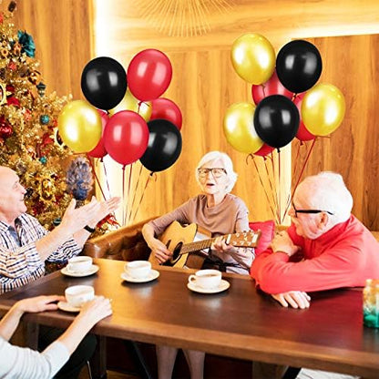 TecUnite 100 Pcs Red Black Gold Latex Balloons 13 Inch Colorful Round Balloons for Wedding Birthday Festival Racing Car Poker Card Party Decoration