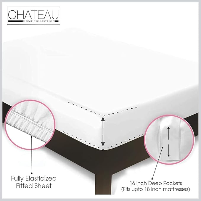 100% Egyptian Cotton Sheets Split King Size Sheets Set with Fully Elasticated Fitted Sheet & Pillowcase Sets, 800 TC Hotel Collection No Pill Soft Breathable Luxury White Bedding