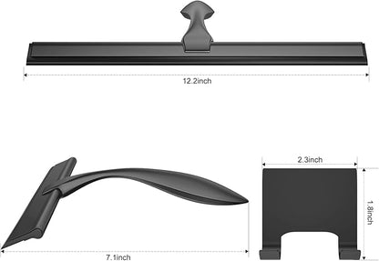 peafowl Shower Squeegee Stainless Steel Bath Squeegee for Shower Glass Doors Bathroom Windows Kitchen Mirror and Car Glass with Hooks Holder (12 inch, Black)
