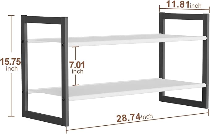 Shoe Rack for Closet & Entryway, Stackable 2-Tier Shoe Organizer, Welded Metal Frame, Semi-Assembled Fast Setup, 11.8" Deep Non-Woven Shelves, Space-Saving Shoe Storage, Black