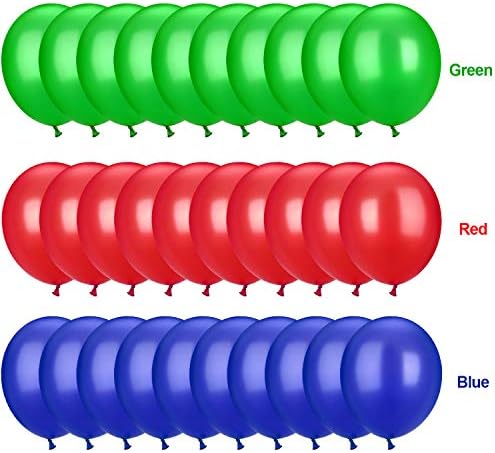 TecUnite 100 Pcs Red Blue Green Latex Balloons 13 Inch Colorful Round Balloons for Wedding Birthday Festival Racing Car Poker Card Party Decoration