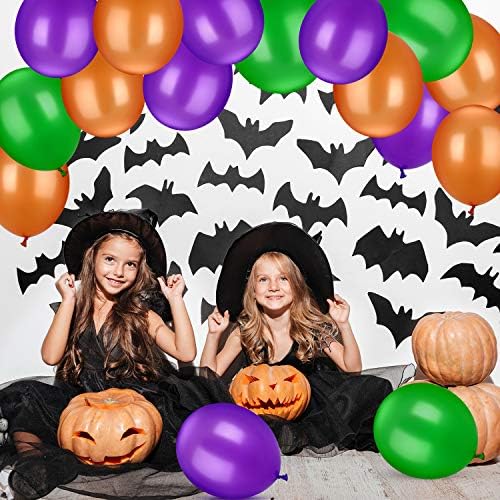 TecUnite 100 Pcs Orange Purple Green Latex Balloons 13 Inch Colorful Round Balloons for Halloween Wedding Birthday Racing Car Poker Card Party Decoration