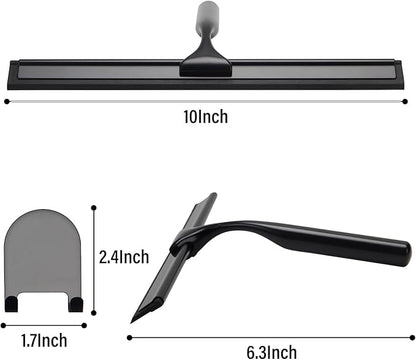 All-Purpose Shower Squeegee for Glass Doors Glass Squeegee for Bathroom Tile Shower Walls, Shower Doors, Window, Car Glass Cleaning Stainless Steel 10 inch Black