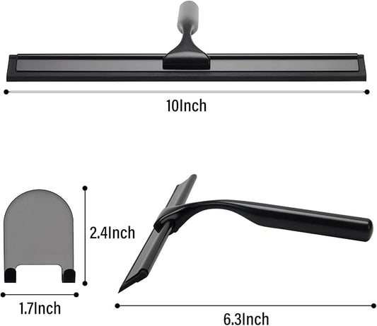 All-Purpose Shower Squeegee for Glass Doors Glass Squeegee for Bathroom Tile Shower Walls, Shower Doors, Window, Car Glass Cleaning Stainless Steel 10 inch Black