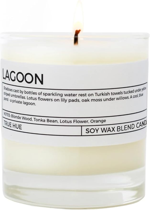 True Hue | Luxury Highly Scented Candle | Premium Soy Wax Blend | 7.75 oz | 40-50 Hour Burn Time | Cotton Wick | Natural Candles | Glass (Lagoon)