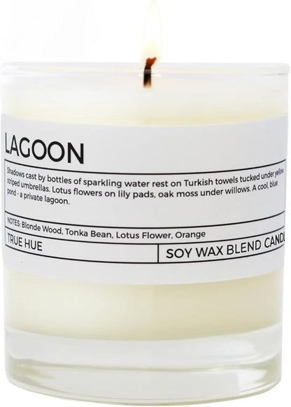 True Hue | Luxury Highly Scented Candle | Premium Soy Wax Blend | 7.75 oz | 40-50 Hour Burn Time | Cotton Wick | Natural Candles | Glass (Lagoon)