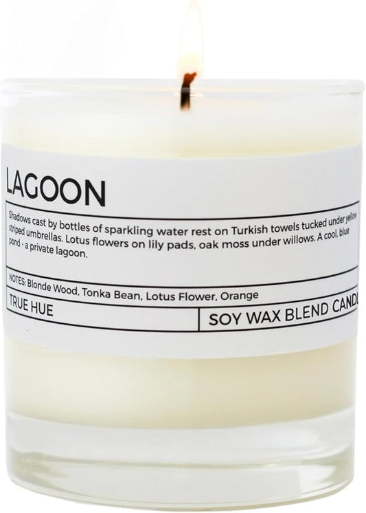 True Hue | Luxury Highly Scented Candle | Premium Soy Wax Blend | 7.75 oz | 40-50 Hour Burn Time | Cotton Wick | Natural Candles | Glass (Lagoon)