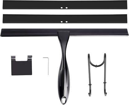 12'' Shower Squeegee, TOOVEM Squeegee for Shower Glass Door for Glass Doors, Windows, Bathroom, Car Windshield, Black