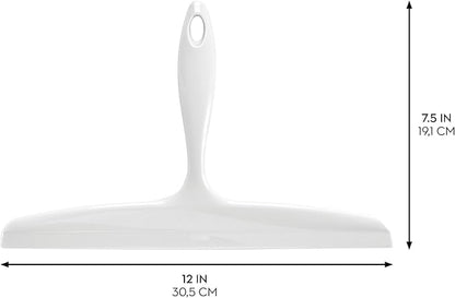 iDesign Bathroom Plastic Shower Squeegee with Wall Hook - White