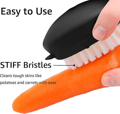 Professional Veggie Brush – Heavy Duty Root & Leafy Vegetable Cleaner , Dual-Action Potato Scrubber & Fruit and Vegetable Brush , Your Home Essentials (Black 2-Pack)