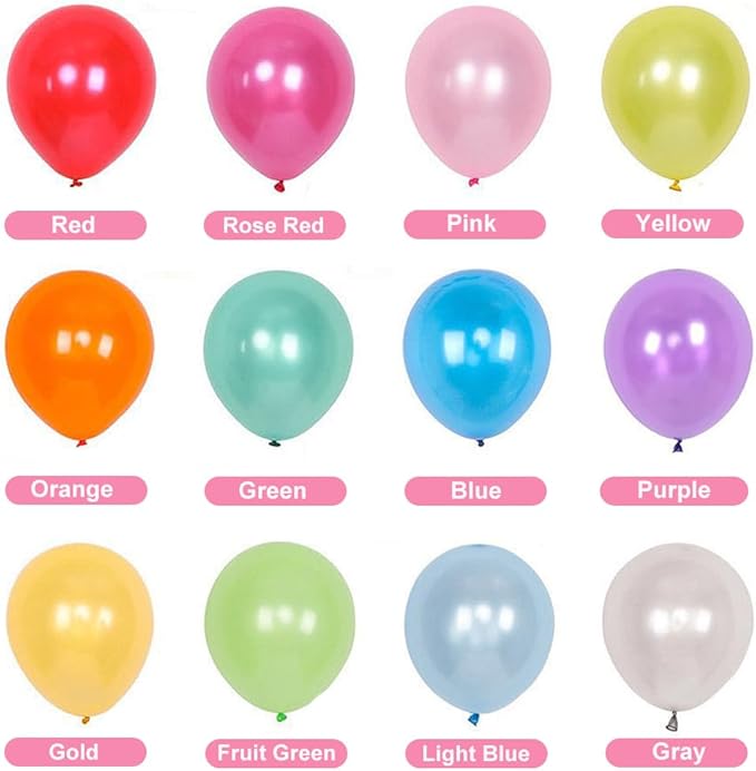 500 Pcs Balloons Assorted Color, Rainbow Birthday Balloons Bulk Pack of Strong Latex Balloon for Birthday Wedding Anniversary Party Decorations