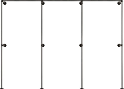 Industrial Pipe Clothing Rack, Heavy Duty Wall Mounted Clothes Rack, Retail Display Hanging Garment Rod for Laundry Rooms, Closet Storage 14.6x110x82.7 Inches, Model K07