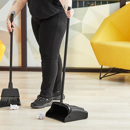 Commercial Lobby Dustpan and Broom Set, 12 Inch Pan, 30 Inch Handle, Black