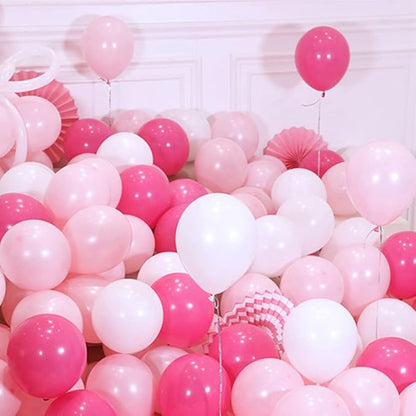 300 Pack Hot Pink Light Pink and White Balloons 5 Inch Pink White and Rose Red Mini Latex Assorted Colors Small Balloon for Birthday Wedding Baby Shower Valentine's Day Party Decorations