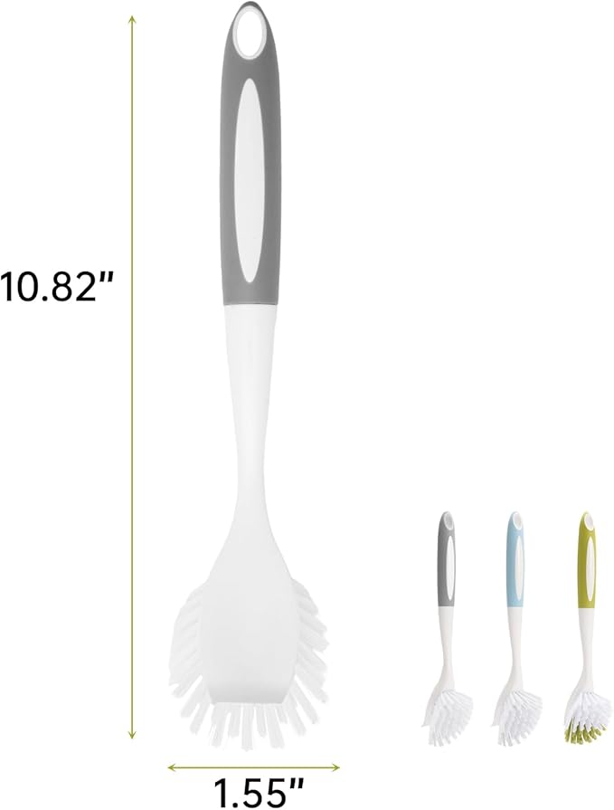 Dish Brush Scrub Brush with Handle - 3 Pack Stiff Bristles Dish Scrubber for Cleaning Dishes, Pots, Pans, Sink, Cast Iron - Hard Bristles,No Residue