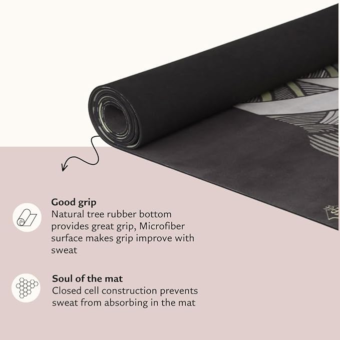 Suede yoga mat - Premium Printed Natural Eco-friendly Non-Slip Mat Great for Hot Yoga, Pilates, Workouts (72 inch x 24 inch x 3mm thick)