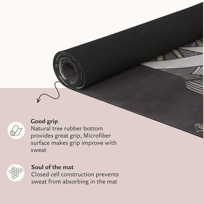 Suede yoga mat - Premium Printed Natural Eco-friendly Non-Slip Mat Great for Hot Yoga, Pilates, Workouts (72 inch x 24 inch x 3mm thick)