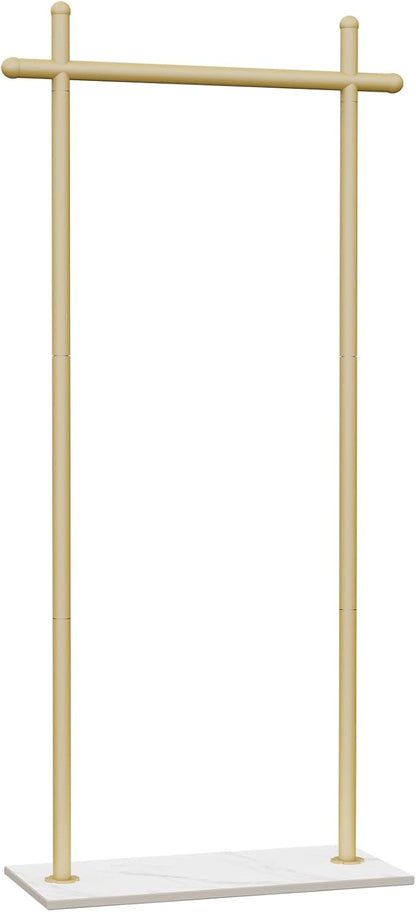 Coat Rack Freestanding with Natural Rock Base, Metal Coat Hanger Stand, Industrial Garment Rack, Clothes Tree for Bedroom Living Room Office To Hang Outerwear, Hats, 68.9in, Gold, Large