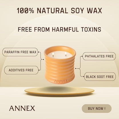 Scented Luxury Candles in Handmade Ceramic Jars, Soy Wax | Orange Blossom – Orange & Mimosa, Large Candle | Non Toxic, 2 Wicks, Reusable Big Orange Jar | Natural Spring Aromatherapy for Women & Men