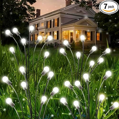 OZS 8 Pack Total 64 LED Solar Garden Lights Fairy Outdoor - Solar Firefly Lights Outdoor, Sway by Wind, Waterproof for Garden Patio Pathway Fairy Decoration (Cool White)