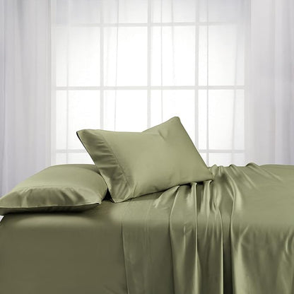 Royal Hotel Bedding ABRIPEDIC Sheets, Viscose from Bamboo, Sheet Set 600 Thread Count, Silky Soft Sheets, Viscose from Bamboo, Sheet Set, Top-Split-King : Adjustable Split Top King, Sage