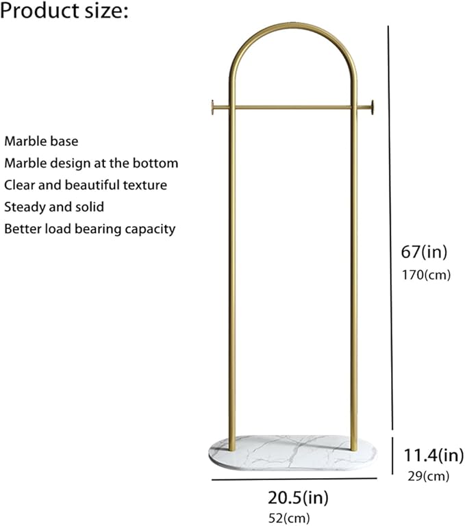 Gold Clothing Rack, Small Clothes Rack with Marble Base, Heavy-duty Coat Racks Freestanding for Boutiques,Modern garment racks for hanging clothes,Can Hang Jacket Garment, Hat, Scarf 20.5" W