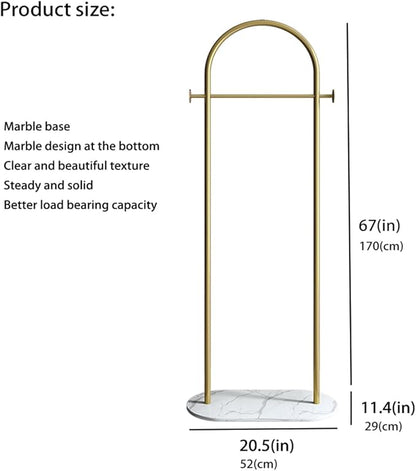 Gold Clothing Rack, Small Clothes Rack with Marble Base, Heavy-duty Coat Racks Freestanding for Boutiques,Modern garment racks for hanging clothes,Can Hang Jacket Garment, Hat, Scarf 20.5" W