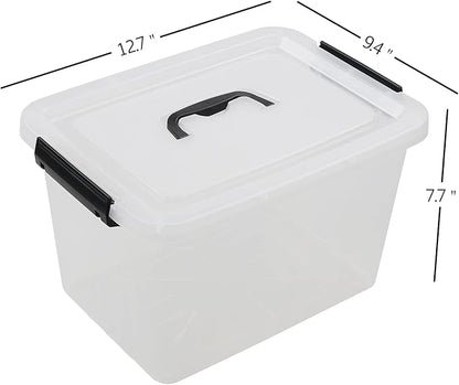 Zopnny 12 Quart Storage Latch Bins with Handles, Plastic Clear Storage Box with Lid, 6 Pack