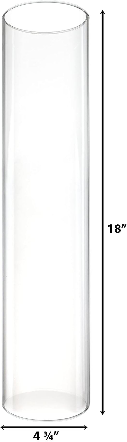 CYS EXCEL D-4.75" H-18 Glass Open Ended Hurricane Candleholder Bottomless Cylinder Sleeve Clear Chimney Shade Tube Cover, 1 Piece