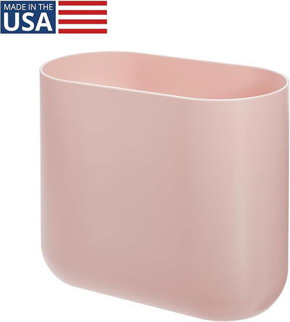 iDesign Small Slim Plastic Bathroom Trash Can, Garbage Can for Bedroom, Office, Desk, Dorm, Pink